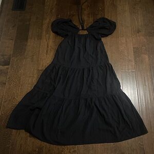 Honorine 100% Cotton Black Tiered Elodie Midi Maxi Dress Size S